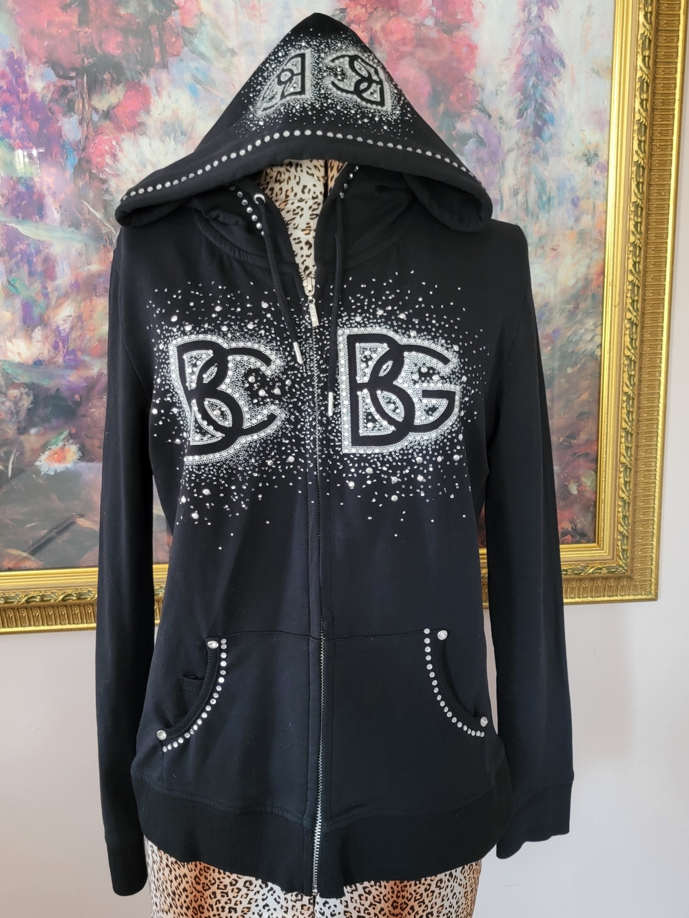 Y2K BCBG Max Azria Rhinestone Logo Hoodie